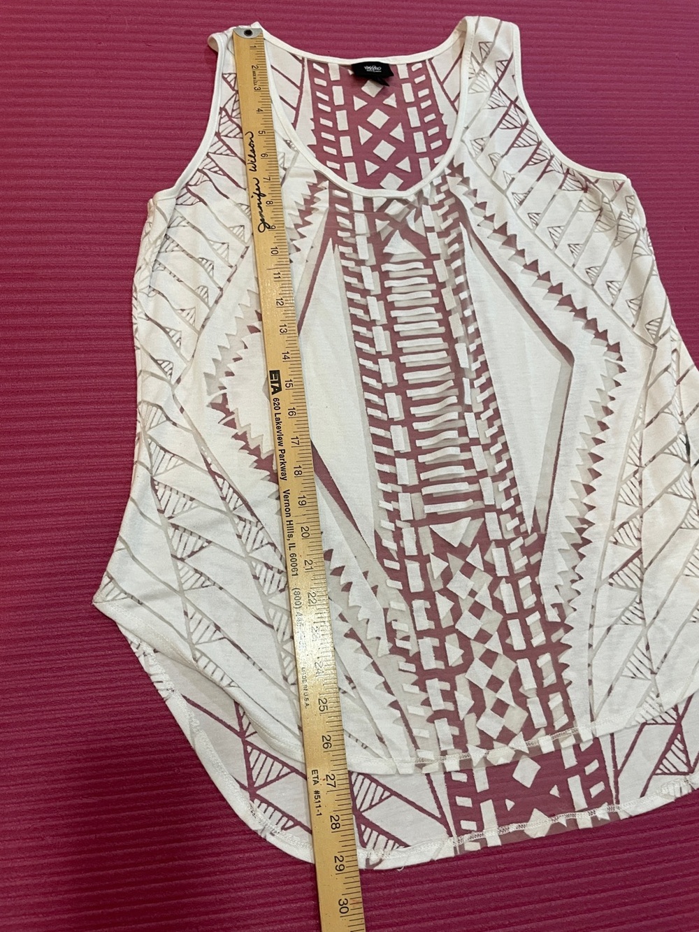 Mossimo Women’s White Swim Cover-Up Tank with Beige Geometric Print - Picture 4 of 9